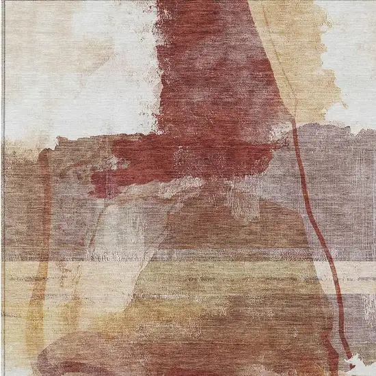 Terra Cotta And Ivory Abstract Washable Indoor Outdoor Area Rug Photo 1
