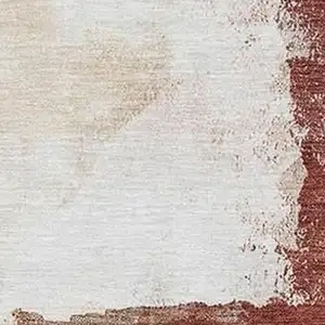 Photo of Terra Cotta And Ivory Abstract Washable Indoor Outdoor Area Rug