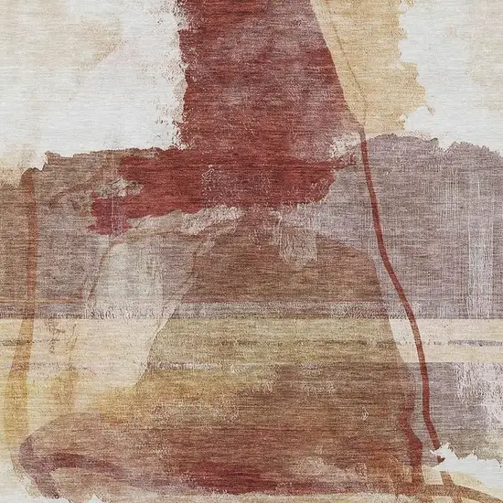 Terra Cotta And Ivory Abstract Washable Indoor Outdoor Area Rug Photo 1