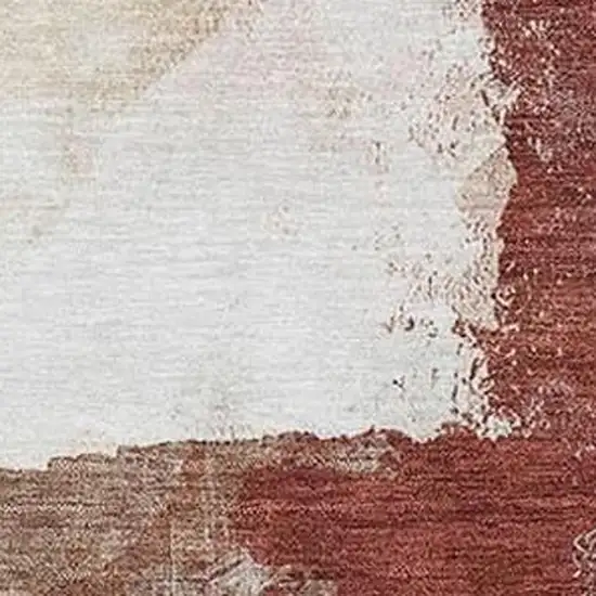 Terra Cotta And Ivory Abstract Washable Indoor Outdoor Area Rug Photo 3