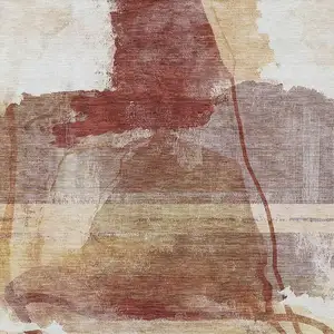 Photo of Terra Cotta And Ivory Abstract Washable Indoor Outdoor Area Rug