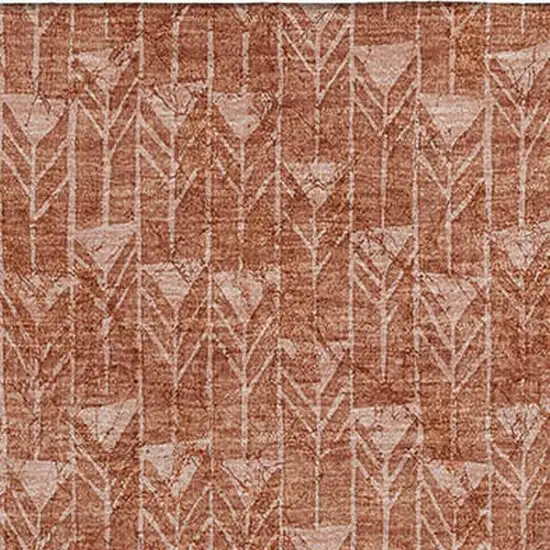 Terra Cotta And Ivory Geometric Washable Area Rug With UV Protection Photo 3