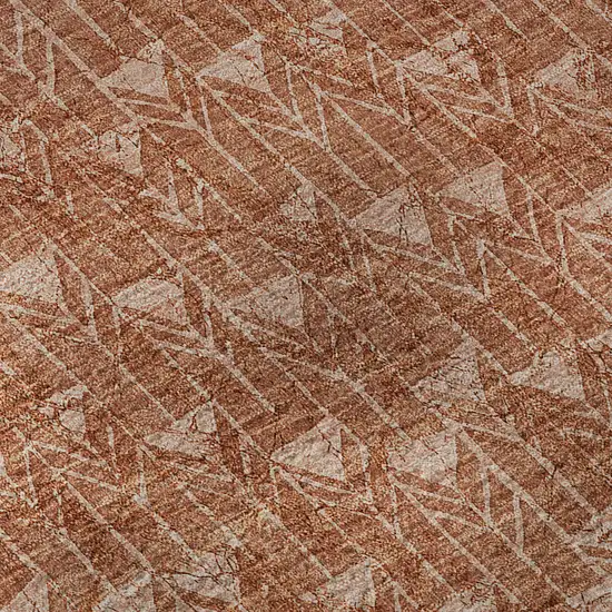 Terra Cotta And Ivory Geometric Washable Area Rug With UV Protection Photo 9