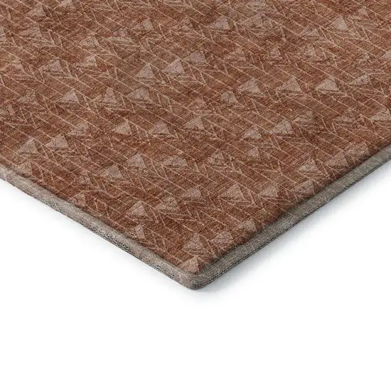 Terra Cotta And Ivory Geometric Washable Area Rug With UV Protection Photo 7