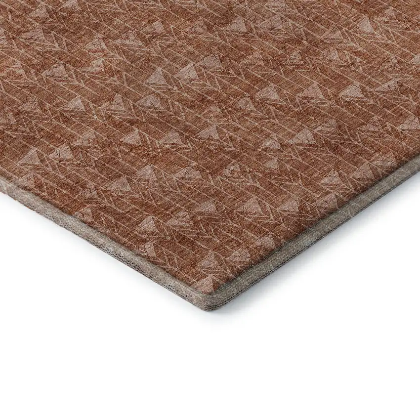 Terra Cotta And Ivory Geometric Washable Area Rug With UV Protection Photo 8