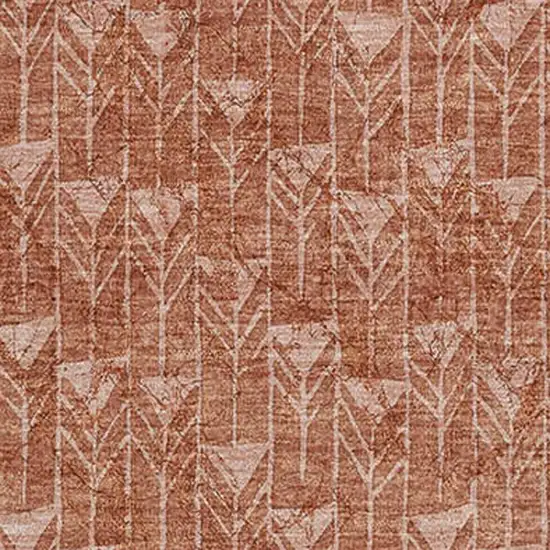 Terra Cotta And Ivory Geometric Washable Area Rug With UV Protection Photo 3