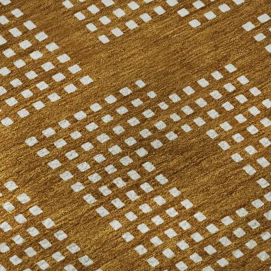 Terra Cotta And Ivory Geometric Washable Area Rug With UV Protection Photo 8