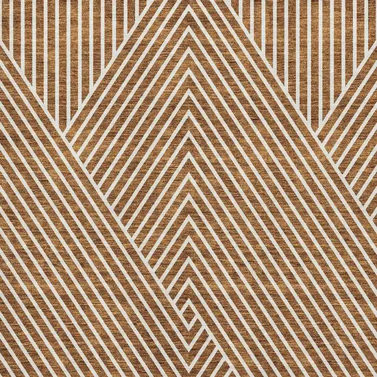 Terra Cotta And Ivory Geometric Washable Area Rug With UV Protection Photo 2
