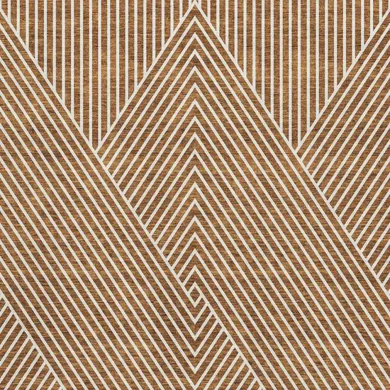 Terra Cotta And Ivory Geometric Washable Area Rug With UV Protection Photo 3