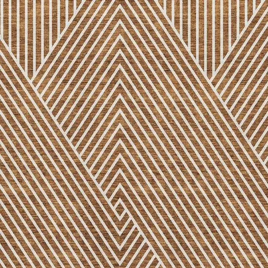 Terra Cotta And Ivory Geometric Washable Area Rug With UV Protection Photo 2