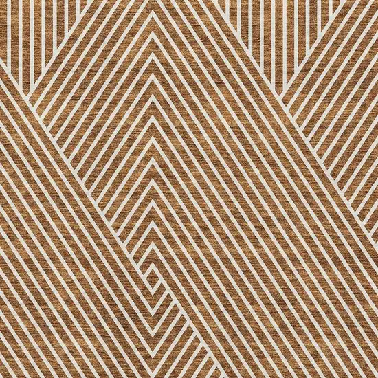 Terra Cotta And Ivory Geometric Washable Area Rug With UV Protection Photo 2