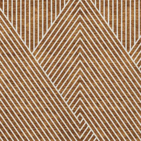 Terra Cotta And Ivory Geometric Washable Indoor Outdoor Area Rug Photo 5