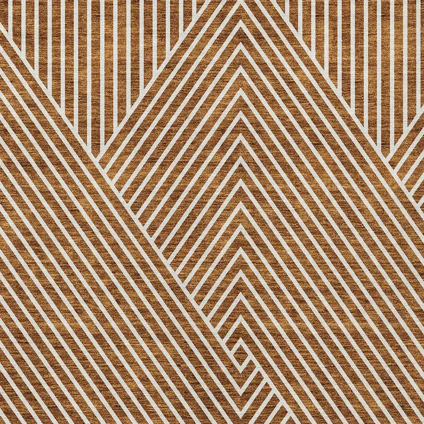 Terra Cotta And Ivory Geometric Washable Indoor Outdoor Area Rug Photo 5