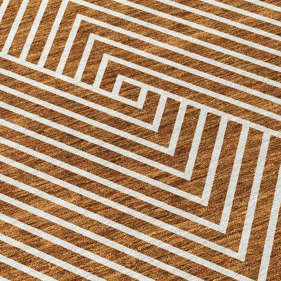 Terra Cotta And Ivory Geometric Washable Indoor Outdoor Area Rug Photo 5
