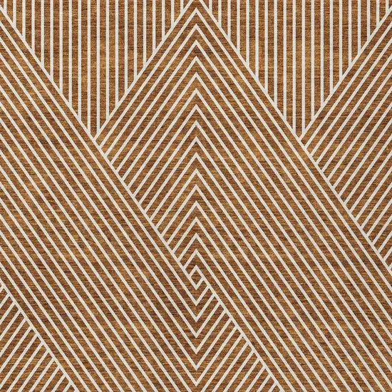 Terra Cotta And Ivory Geometric Washable Indoor Outdoor Area Rug Photo 7