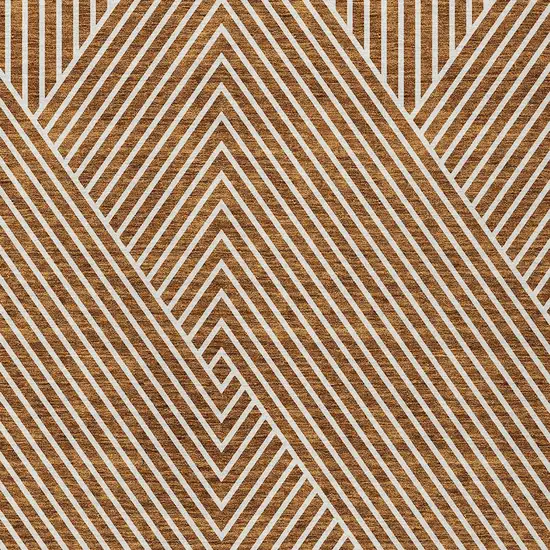 Terra Cotta And Ivory Geometric Washable Indoor Outdoor Area Rug Photo 6