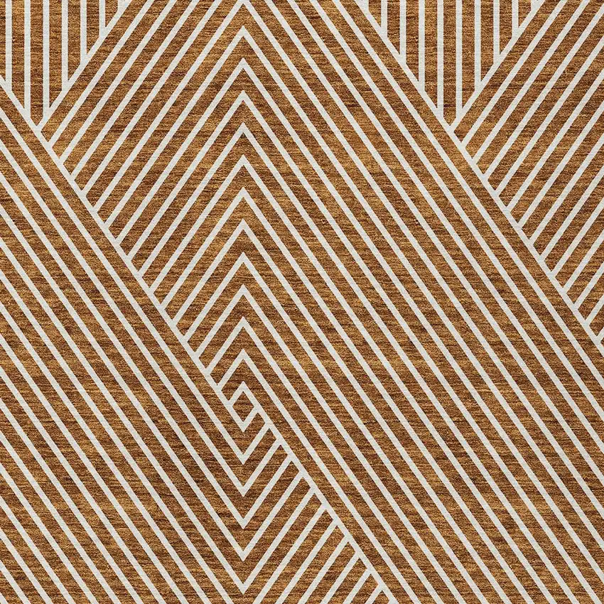 Terra Cotta And Ivory Geometric Washable Indoor Outdoor Area Rug Photo 6