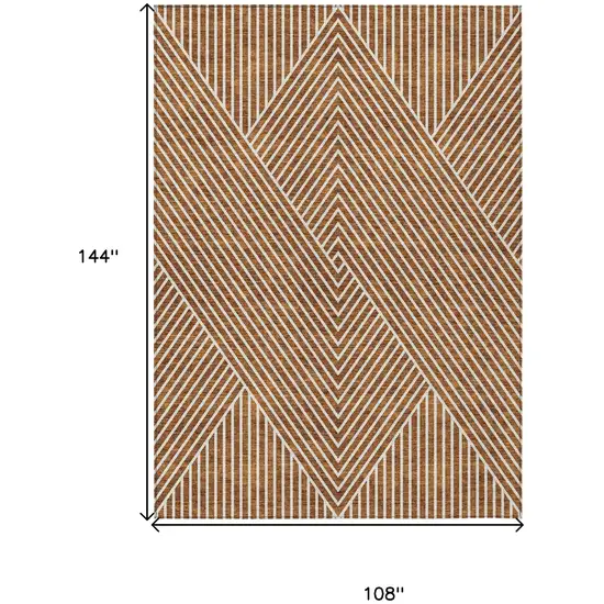 Terra Cotta And Ivory Geometric Washable Indoor Outdoor Area Rug Photo 3