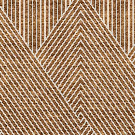 Terra Cotta And Ivory Geometric Washable Indoor Outdoor Area Rug Photo 6