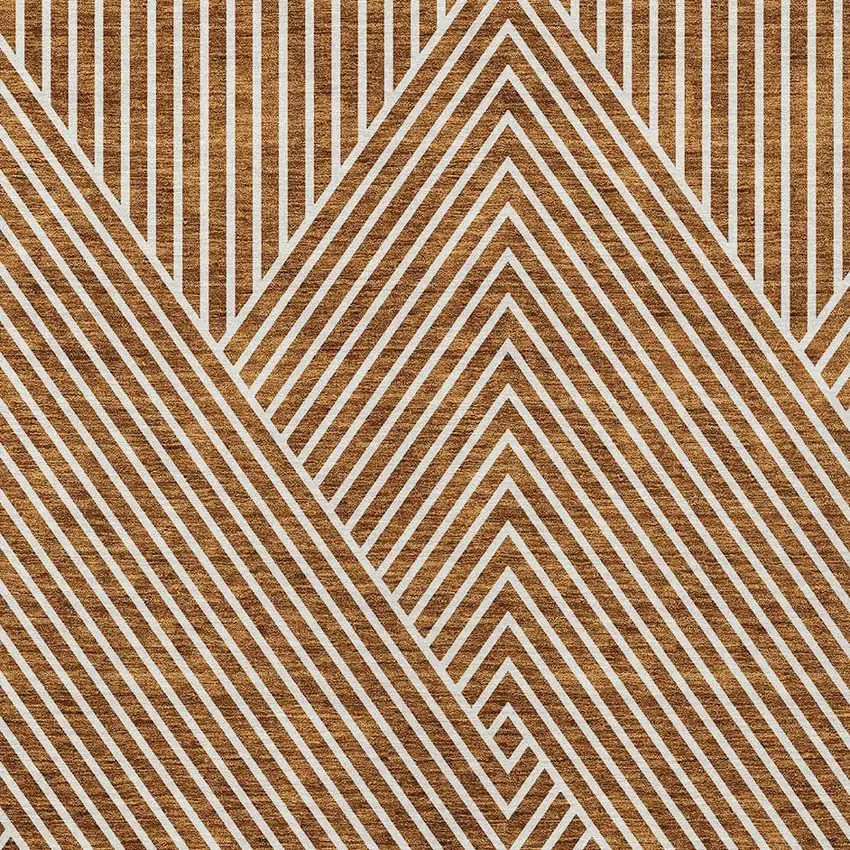 Terra Cotta And Ivory Geometric Washable Indoor Outdoor Area Rug Photo 6