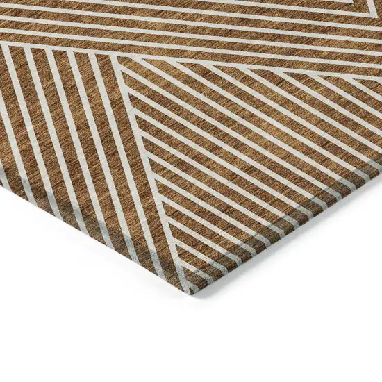 Terra Cotta And Ivory Geometric Washable Indoor Outdoor Area Rug Photo 4