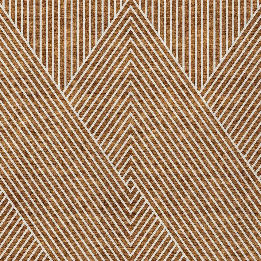 Terra Cotta And Ivory Geometric Washable Indoor Outdoor Area Rug Photo 6