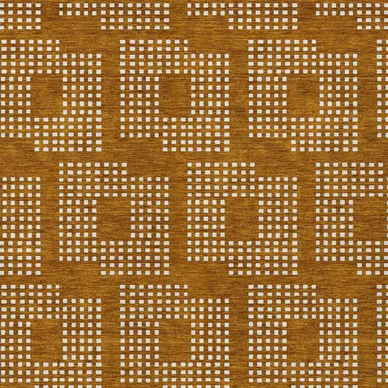 Terra Cotta And Ivory Geometric Washable Indoor Outdoor Area Rug Photo 6