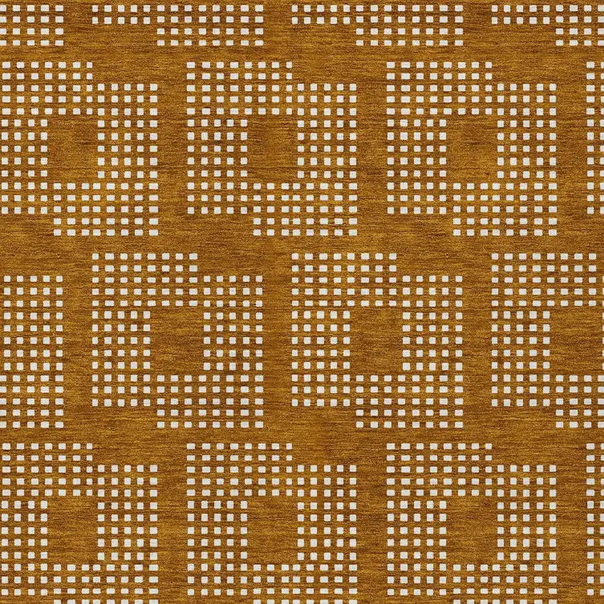 Terra Cotta And Ivory Geometric Washable Indoor Outdoor Area Rug Photo 6