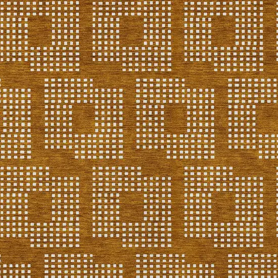 Terra Cotta And Ivory Geometric Washable Indoor Outdoor Area Rug Photo 6
