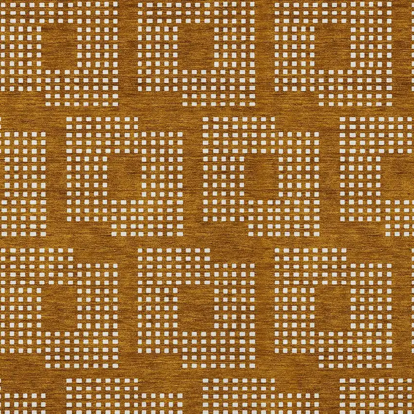 Terra Cotta And Ivory Geometric Washable Indoor Outdoor Area Rug Photo 6