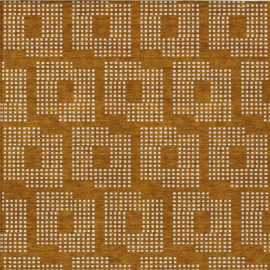 Terra Cotta And Ivory Geometric Washable Indoor Outdoor Area Rug Photo 7