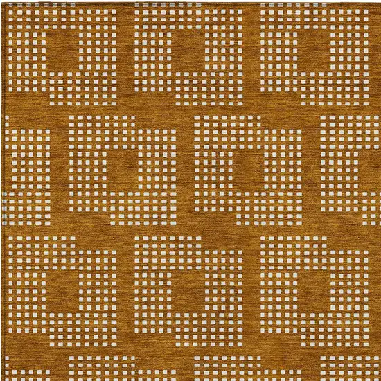 Terra Cotta And Ivory Geometric Washable Indoor Outdoor Area Rug Photo 6