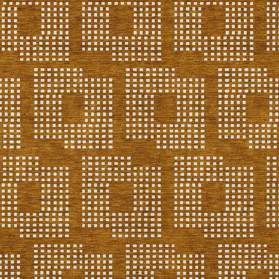 Terra Cotta And Ivory Geometric Washable Indoor Outdoor Area Rug Photo 6