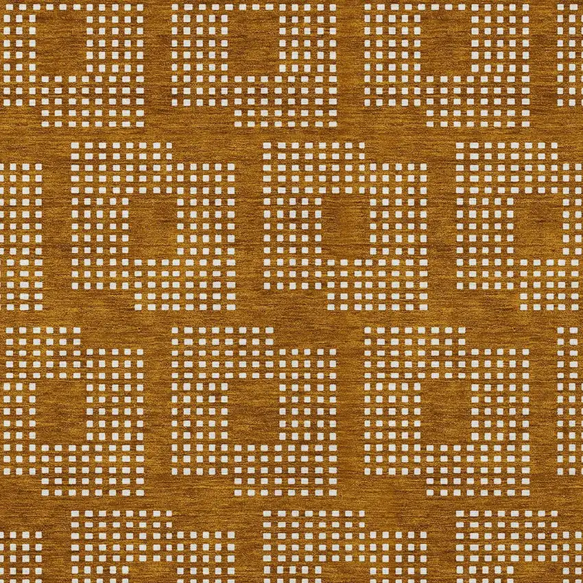 Terra Cotta And Ivory Geometric Washable Indoor Outdoor Area Rug Photo 6
