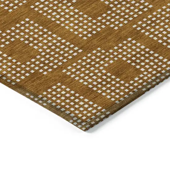 Terra Cotta And Ivory Geometric Washable Indoor Outdoor Area Rug Photo 5
