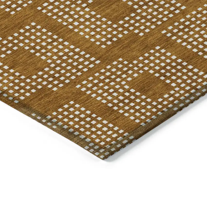 Terra Cotta And Ivory Geometric Washable Indoor Outdoor Area Rug Photo 5