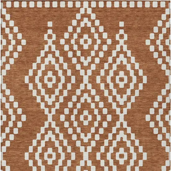 Terra Cotta And Ivory Geometric Washable Indoor Outdoor Area Rug Photo 8