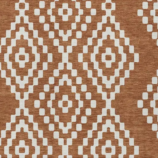 Terra Cotta And Ivory Geometric Washable Indoor Outdoor Area Rug Photo 6