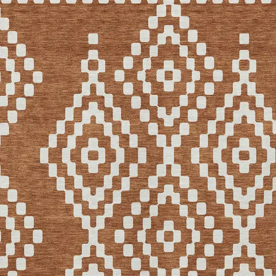 Terra Cotta And Ivory Geometric Washable Indoor Outdoor Area Rug Photo 7