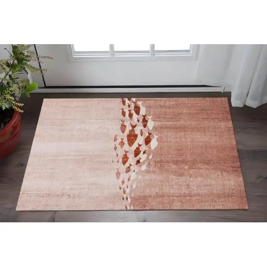 Terra Cotta And Ivory Nautical Washable Area Rug With UV Protection Photo 3