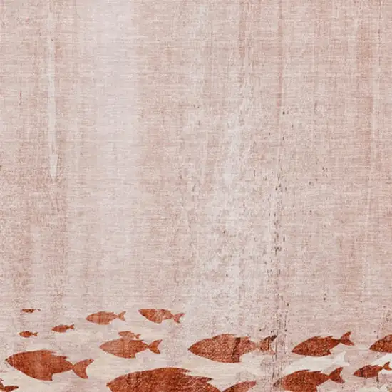 Terra Cotta And Ivory Nautical Washable Area Rug With UV Protection Photo 4