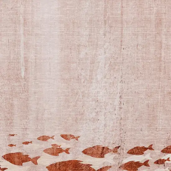 Terra Cotta And Ivory Nautical Washable Area Rug With UV Protection Photo 3