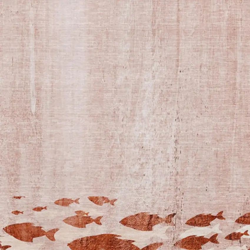 Terra Cotta And Ivory Nautical Washable Area Rug With UV Protection Photo 3