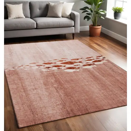 Terra Cotta And Ivory Nautical Washable Area Rug With UV Protection Photo 2