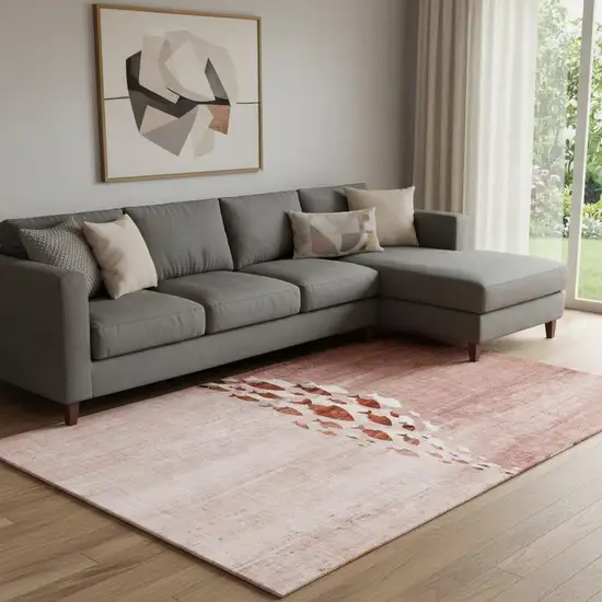 Terra Cotta And Ivory Nautical Washable Area Rug With UV Protection Photo 1