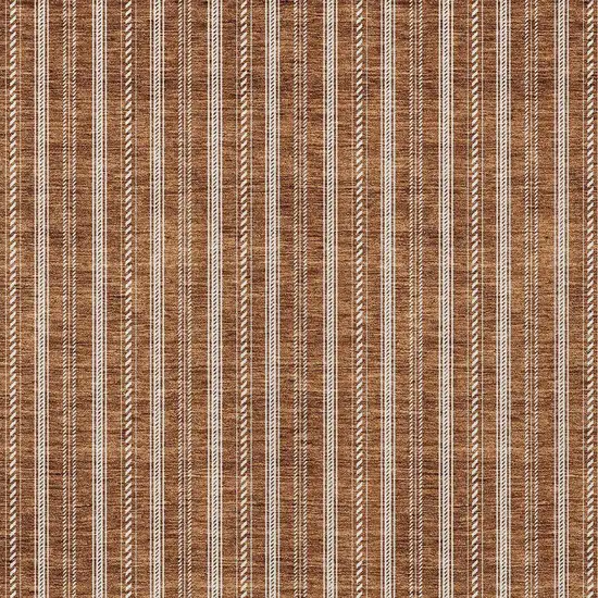 Terra Cotta And Ivory Striped Washable Indoor Outdoor Area Rug Photo 6
