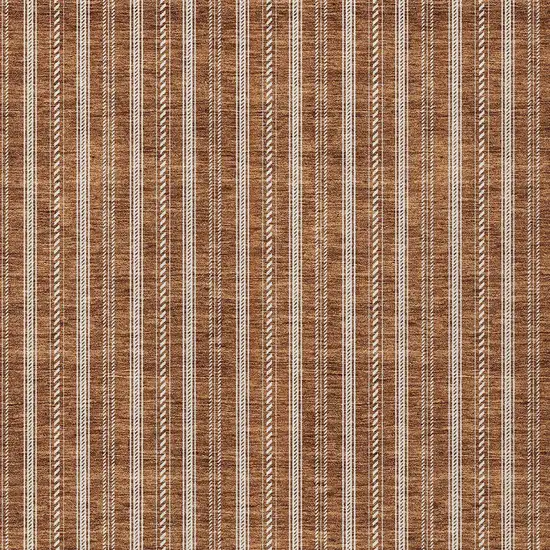 Terra Cotta And Ivory Striped Washable Indoor Outdoor Area Rug Photo 6