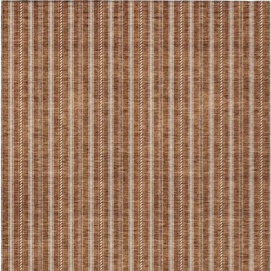 Terra Cotta And Ivory Striped Washable Indoor Outdoor Area Rug Photo 7
