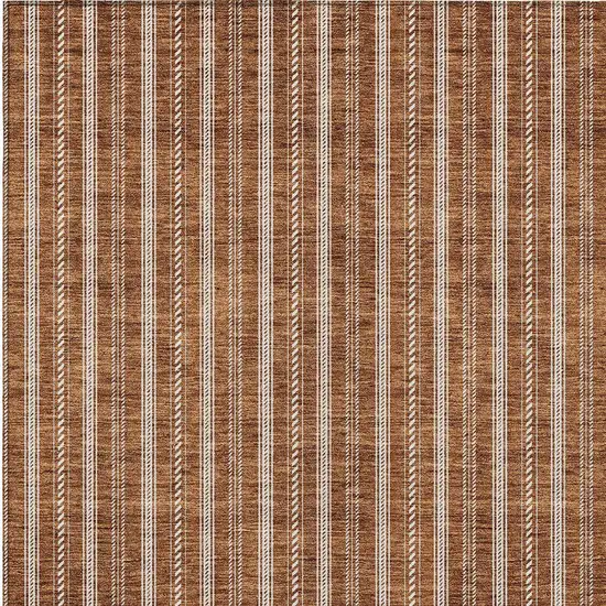 Terra Cotta And Ivory Striped Washable Indoor Outdoor Area Rug Photo 6