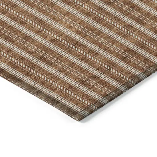 Terra Cotta And Ivory Striped Washable Indoor Outdoor Area Rug Photo 4